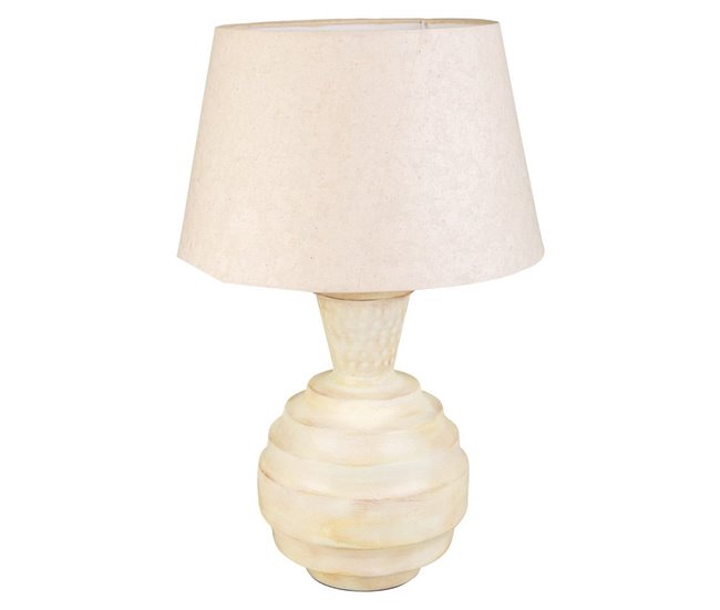 c8ab0ab6a05b894a27e3c7ce0d274fb1ac71e4fd_b8df6aea2f854e71871e3f2aeae99edd A Buen Precio Lámpara de mesa de metal color crema 25x25x63 - Conforama