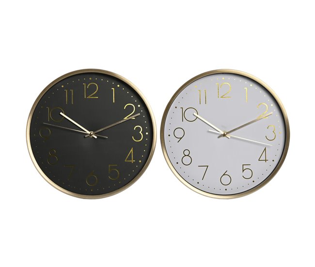 c9b3ef62ccd5a2189d1f6512c935506500a114b7_025010e54f1e40fca6487ed10b92f5c5 Reloj de Pared Home ESPRIT Blanco Negro Aluminio 30 x 4,3 x 30 cm (2 Unidades) - Conforama Solo Hoy