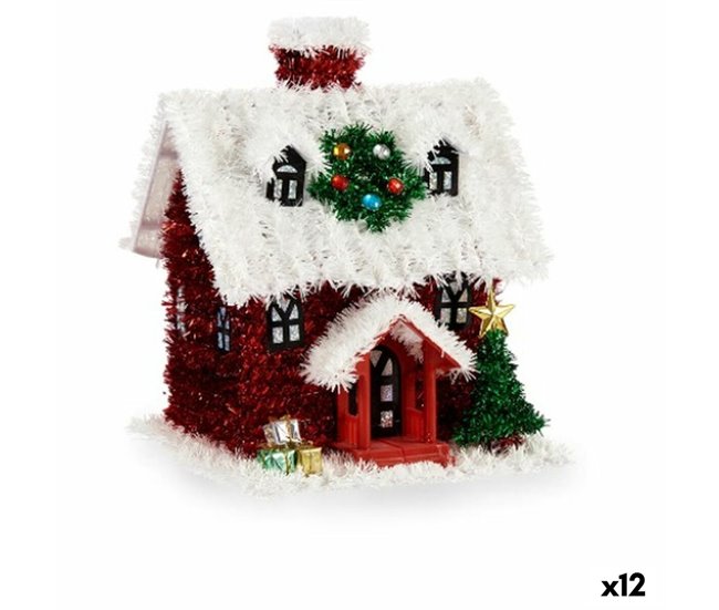 ca74f933647f28e382621ebab4cc1900d185ef80_b3df9774ae9a4807b4979731107a52bf Figura Decorativa Casa Espumillón Blanco Rojo Polipropileno PET 19 x 24,5 x 19 cm (12 Unidades) - Conforama Exclusivo