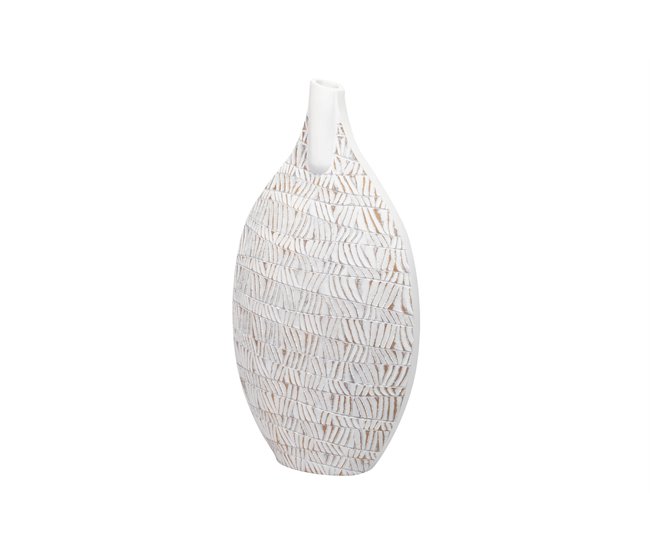 cc5f1b10f0d012c3cd6954f547382d7c81f3c9c9_1dfec4cc61de4bc0bc7bde57a89f340e Alta Calidad Florero Resina Blanco Relieve 31x14x57 Cm - Conforama