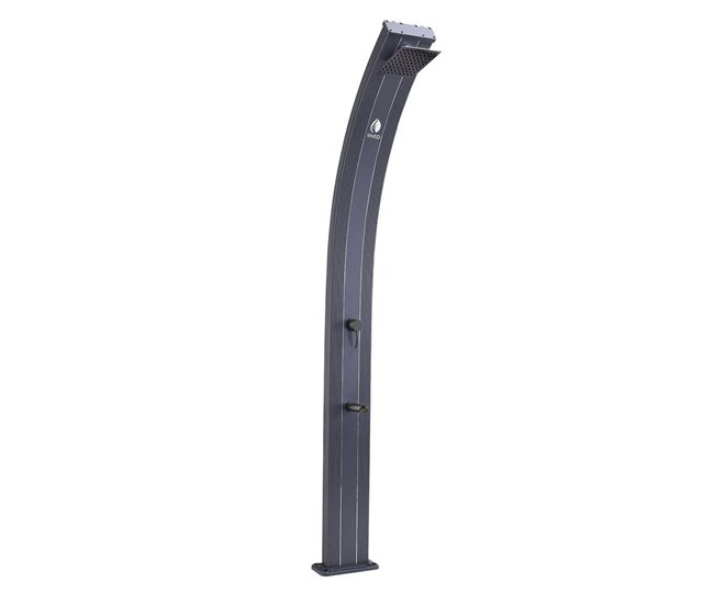 cd9fe7505182500f7e1bcceb82e7bca09fd67efb_e655e91f8350400d9dd086d55a3489c7 Ducha De Exterior Con Calefacción Solar Lea Grigia Ducha Con Estructura De Aluminio Curvada y Gran Depósito De 30 Litros Ducha De 225,4 Cm De Altura Con Gran Rociador Cuadrado Grifo Mezclador y Grifo De Lavabo De Pie - Conforama Barato