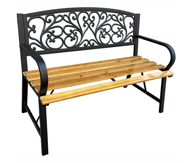 cf1a26b7d3e7b95d4c6646bf6ff16677ed1e41de_2b3b41bffdc946749001406f94e8b7f9 Banco de jardín negro NERINA con patas de acero - Conforama Liquidación