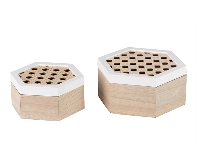 Set 2 Cajas Nido De Abeja 18x15x8 / 15x13x7 Cm - Conforama Envío Internacional