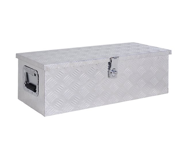 d2ba4e128738b150ef3336c3e7cc216aaa2f4019_0d828a8b16724400b3b6e5926f661888 HOMCOM Caja de Herramientas de Aluminio con Tapa Abatible Asas Retráctiles Laterales Gran Compartimento y Cierre con Llave Maletín de Herramientas Portátil para Almacén Maletero 76x33x25 cm Plata - Conforama Súper Precio