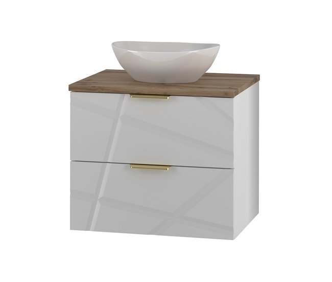 Mueble lavabo individual 60cm Aurora Blanco y Madera - Conforama Devolución Gratuita