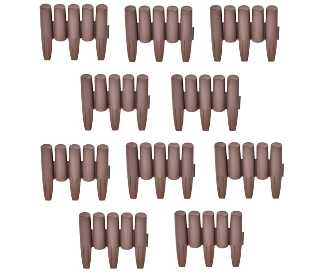 [casa.pro] Empalizada para jardín - Set de 10 unidades - separadores para césped - marrón Longitud 270cm - Conforama Oferta Flash