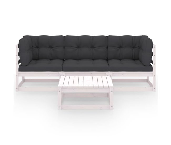 d3b81c0f4e39febd3a941021c59f45e05db7dba6_0f525683efd34821b0f0c99c1a3cd3f8 Muebles de jardín 4 piezas con cojines de madera de pino maciza - Conforama Oferta Flash