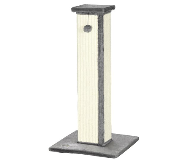 Moderno PawHut Poste Rascador para Gatos Altura 81 cm Rascador para Gatos Arañador para Gatos con Poste de Sisal y Bola Colgante 41x41x81 cm Gris - Conforama