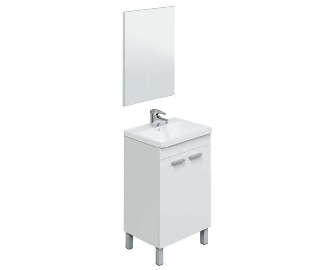 Pack mueble aseo 2 puertas con espejo + armario pared + armario alto color blanco (LAVAMANOS INCLUIDO) - Conforama Pago Seguro