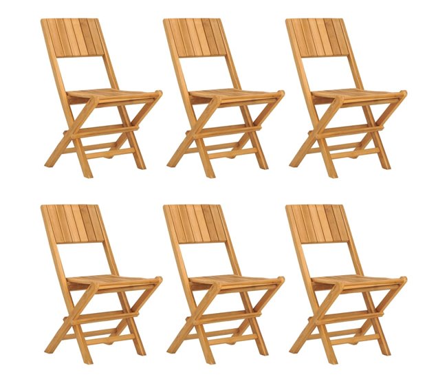Novedad vidaXL Sillas de jardín plegables 6 uds madera maciza teca 47x61x90 cm - Conforama