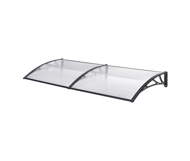 Nueva Colección Marquesina exterior para Puertas Mellerud protección policarbonato / plástico 240 x 80 cm - Transparente y Negro [en.casa] - Conforama