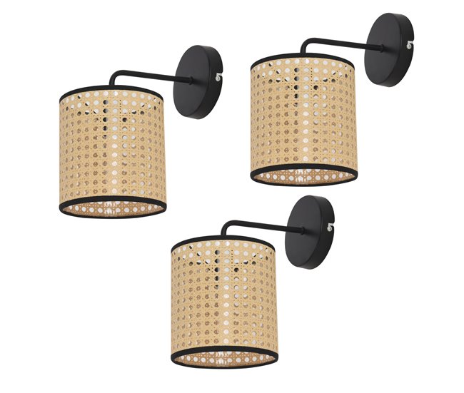 Set de 3 lámparas de pared Southend moderna 1x E14 40 W metal-plástico 25 x Ø 16 cm - Negro y Beige [lux.pro] - Conforama Oferta Especial