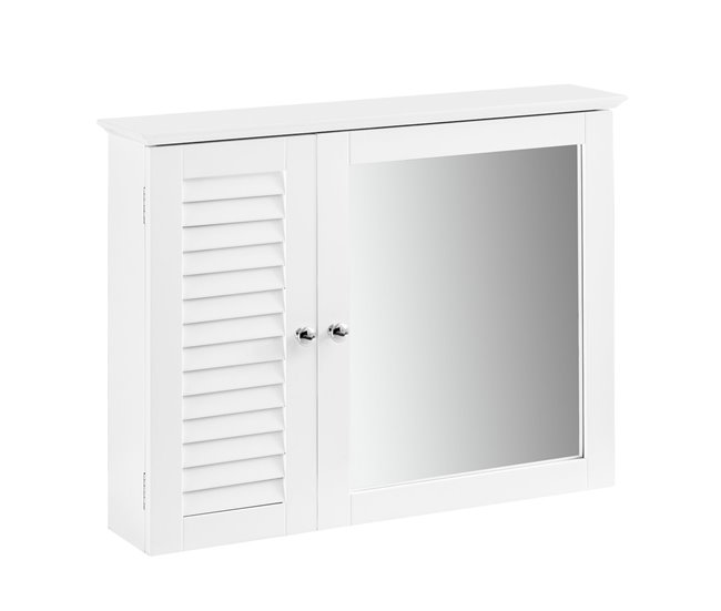 Compra Ahora Mueble de Pared con Espejo Armario Suspendido con Puerta Blanco Medidas: 65x15x49cm BZR55-W SoBuy - Conforama