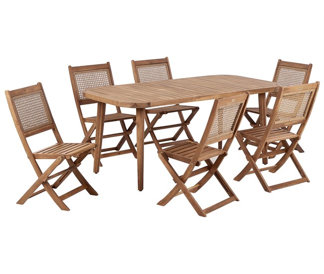 Conjunto de comedor exterior 6 plazas PARAGGI Madera de acacia certificada Natural - Conforama Profesional