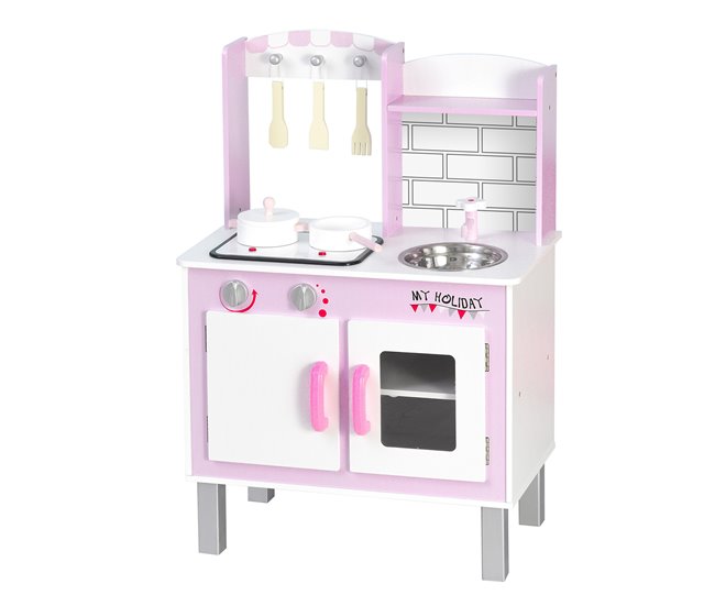 dd57d2cd4af67e46b618b6dd4d2c963d7afc608a_af68abe014cc4f65a747cd7187fee677 HOMCOM Cocinita de Juguete de Madera para Niños +3 Años 55x30x80 cm con Función de Sonido Armario Ganchos 5 Accesorios Incluidos Cocina Infantil Educativo Rosa - Conforama Nuevo Modelo