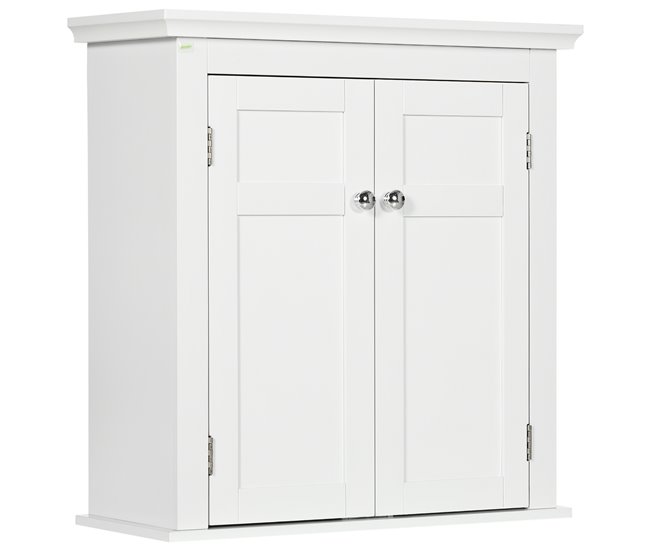 kleankin Armario para Baño de Pared Mueble de Baño Colgar con Estantes Ajustables y Puertas con Cierre Magnético Armario de Pared para Cocina Comedor 58x24x60 cm Blanco - Conforama Ordenar Ahora Mismo