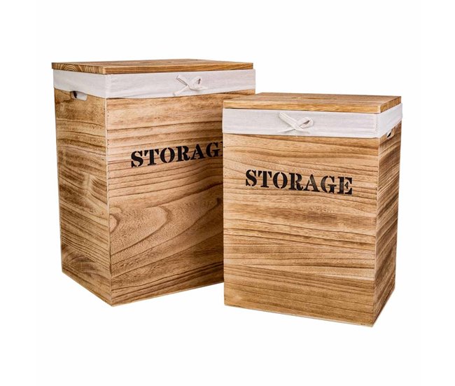 Imprescindible (Must-Have) Cestos ropa de madera set 2 pzas 40x30x54-34x26x47 - Conforama