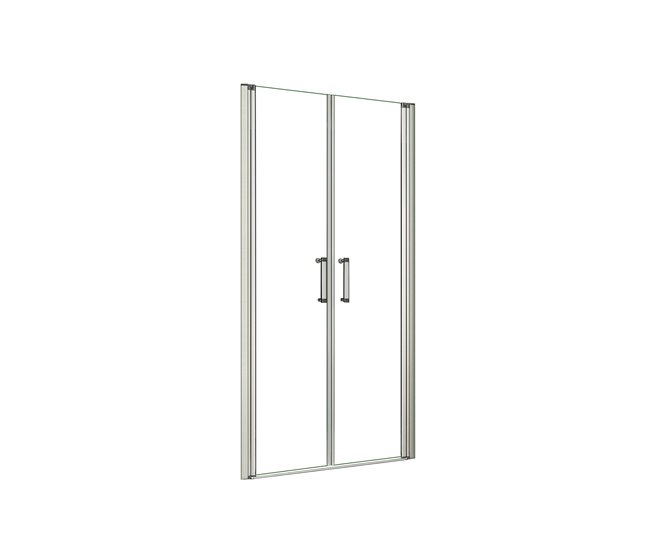 Novedad AICA Mampara de ducha abatible dos hojas,perfil blanco/gris mate,vidrio 5mm,(660-700)x1850mm - Conforama