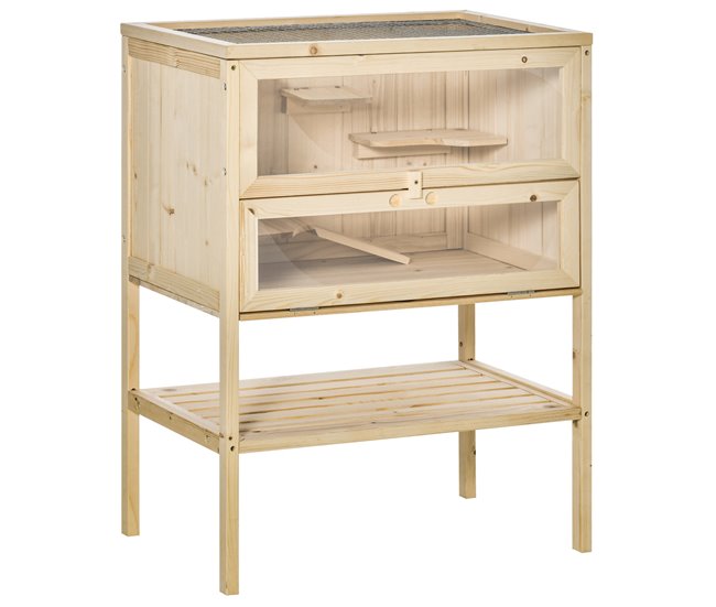e31cfdda4c0ba4830fb6120abac7a927c6695153_b07e2b1d49734ef49a8336b596e932ad PawHut Jaula de Madera para Hámster Ratones Casa de Juegos con 5 Plataformas Rampa Techo Abatible Ventana Cristal Plástico y Estante Inferior 60x40x80 cm Natural - Conforama Pedido Al Por Mayor