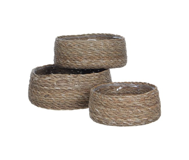 Oferta De Temporada Cesto Mica Decorations 3 Piezas Set Marrón Mimbre - Conforama