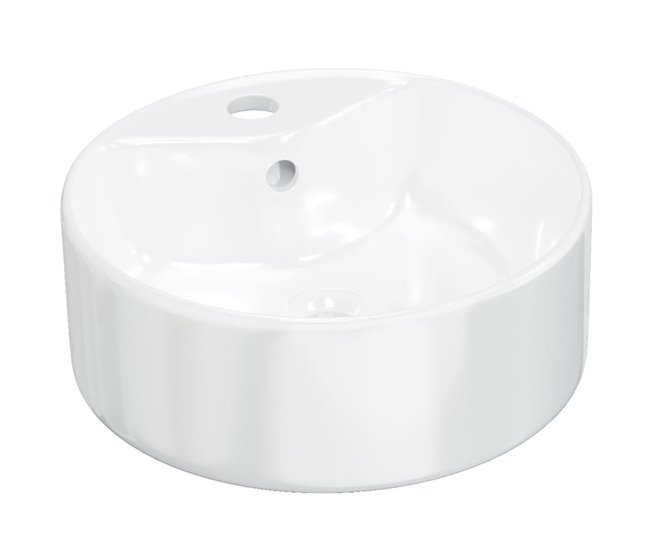 Stock Limitado vidaXL Lavabo redondo de cerámica blanco 40x14,5 cm - Conforama