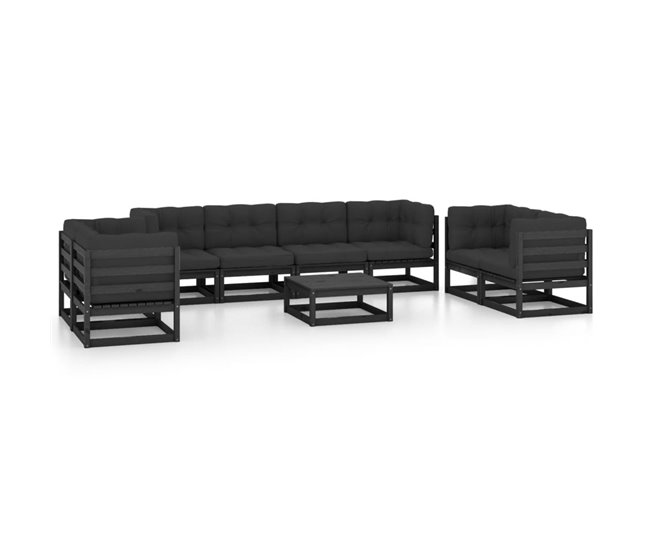 Venta Final Juego de muebles de jardín 9 pzas y cojines madera pino maciza - Conforama