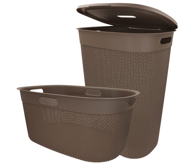 Profesional Curver Pack Colada Cesto 45L + Cesta con tapa 55L marrón - Conforama