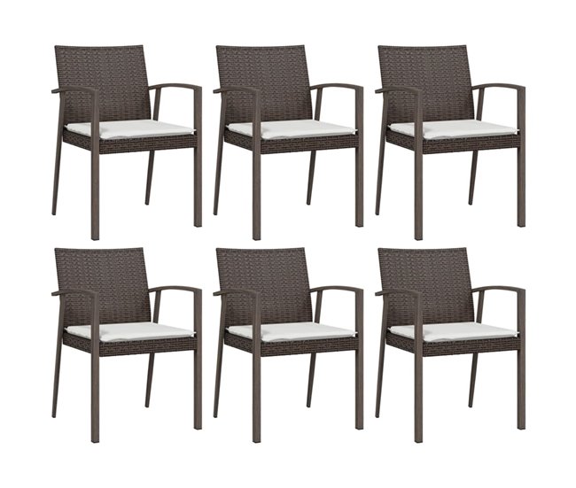 Stock Limitado Sillas jardin cojines 6 unidades ratán sintético negro 56,5x57x83 cm - Conforama