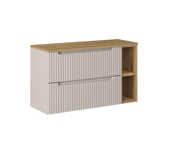 e836de1604d586c61f170bedce4a97292201063b_6de0661fc7c04769b0333c15781d5cc0 Hecho A Mano Mueble bajo lavabo 100cm 2 cajones 2 compartimientos Riva Blanco y Madera - Conforama