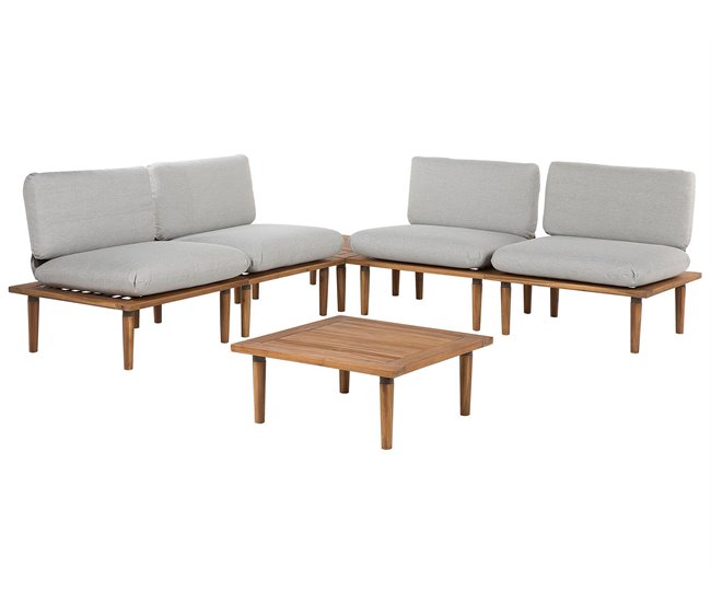 ea6c3e0bf16e383d7150f47f7601ffc2437f08e0_9de052f44280409db899194df5ea71fa Conjunto de jardín con mesa 4 plazas FRASCATI modular Madera de acacia certificada Gris claro - Conforama Marca Reconocida