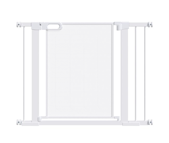 ea6f5ec635dc7755f1ae2515b6e2335aa0838c1a_ad2fa78882244f8bba9e4fde32a41e67 PawHut Barrera de Seguridad para Perros Extensible 75-103 cm Barrera para Escalera Puerta con 2 Extensiones 7 y 14 cm Doble Bloqueo Cierre Automático Blanco - Conforama Rebajas