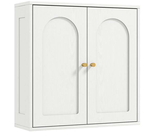 ec9a2e7875dbca0a5c89754429eab267cc9f7b79_3cba58ff080d4febae89e96109e38150 Precio De Oferta HOMCOM Armario de Baño de Pared Mueble de Baño Colgar con Estantes 2 Puertas con Diseño de Arco Tiradores Dorados 60x20x60 cm Blanco - Conforama