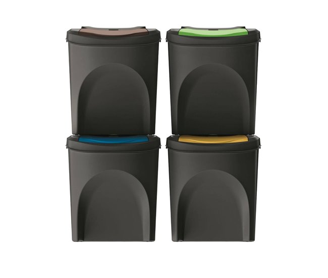 ed35a7af5128aeac69e1b5690649e43047ce47a3_065f0978d523463a96ad3540fde3daf3 WELL HOME Set 4 cubos de basura 100% plástico reciclado, negro, 4x25L - Conforama Imprescindible (Must-Have)