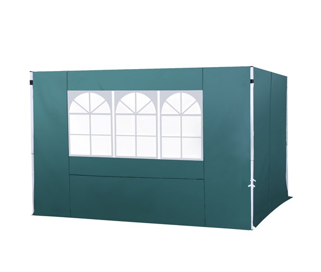 Outsunny 2 Paredes Parte Laterales para Carpa 3x3m Lado Parasol de Gazebo Tela Oxford con Ventana Medidas 300x200cm Verde Oscuro - Conforama Descuento