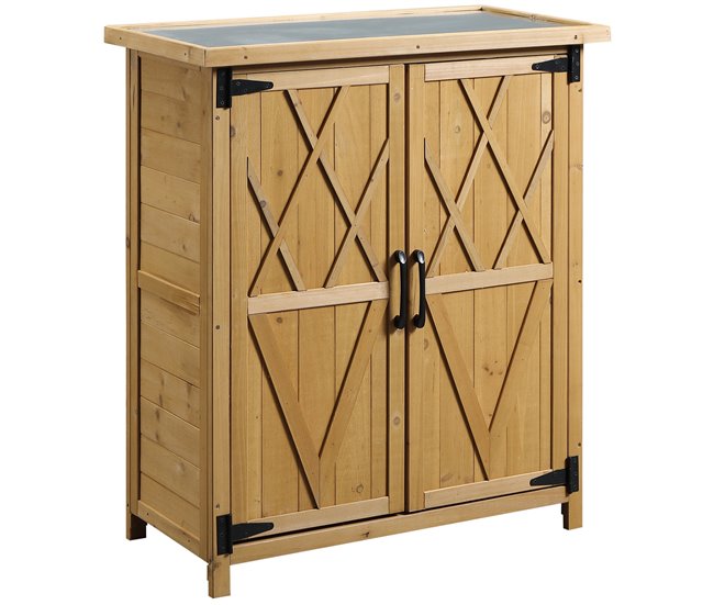 ee2118a074f0354e6dcbd0764b27892682396ba9_2ff73f8cc1e34e1db522124d325af92d Outsunny Armario de Exterior de Madera 0,24 m² 75x40x90 cm Caseta de Jardín con 2 Puertas 4 Estantes y Techo de Galvanizado para Almacenamiento de Herramientas Natural - Conforama Disponible Ahora