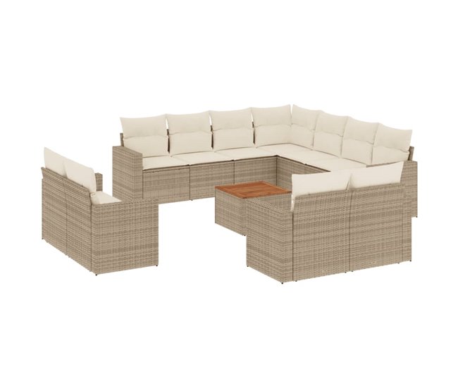 vidaXL Set de sofás de jardín 12 pzas con cojines ratán sintético gris - Conforama Descuento