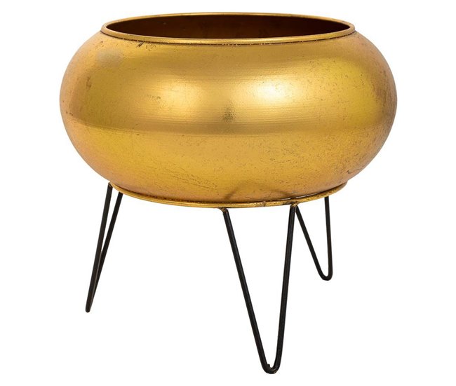 Macetero con soporte de metal dorado 29x29x26.5 - Conforama Entrega Rápida