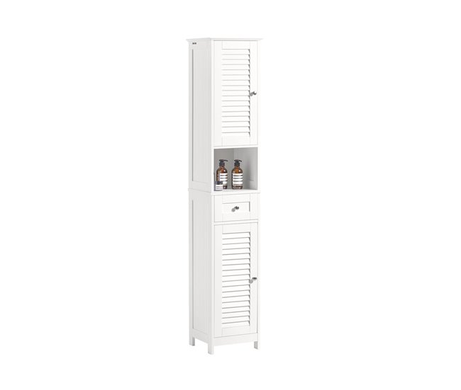 Pago Seguro Armario para baño Alto Mueble Columna de baño estanterías de baño-2 Puertas y 1 cajón FRG236-W SoBuy ES - Conforama