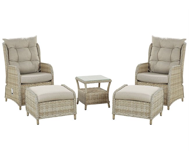 Precio Económico Conjunto de jardín con mesa y otomana 2 plazas PONZA Beige - Conforama