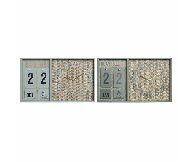 f149fcbb03e9912ec90defd8dc07733a6014fdda_4718d74524514aeeae692e01e79a4107 Reloj de Pared DKD Home Decor Verde Madera Polipropileno Plástico Madera MDF Tropical 40 x 5 x 24 cm (2 Unidades) - Conforama Envío Exprés