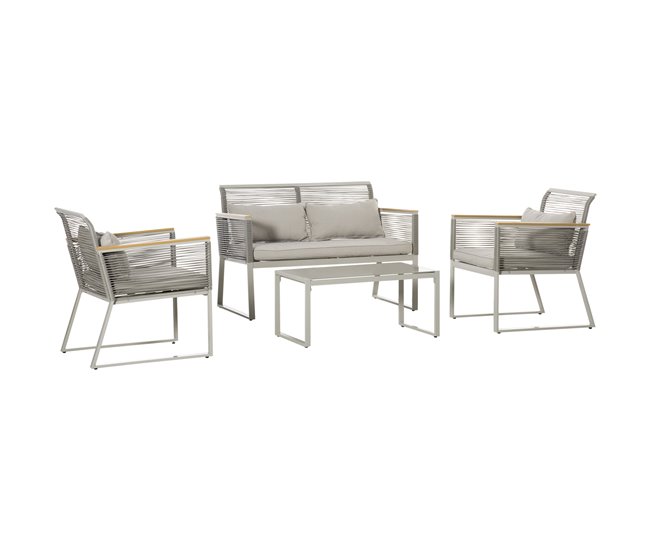 f1a1ce562d7298a7a353ac27bd58127e96921fbc_5e48ee5a16d448c693411feea6ec65ef Alta Calidad Outsunny Conjunto de Muebles de Jardín de Ratán 4 Piezas Sofá Doble 2 Sillones Individuales y Mesa de Café de Vidrio con Cojines Desenfundables para Exterior Terraza Gris - Conforama