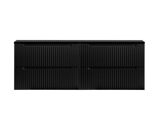 Mueble bajo para doble lavabo Newport de pared con 4 cajones MDF 160x60x40 cm - Negro/Roble - Conforama Exclusivo