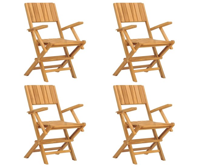 Súper Precio vidaXL Sillas de jardín plegables 4 uds madera maciza teca 55x61x90 cm - Conforama