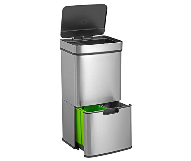 f2f2ee3ea1ba2af2bf18219cce9b374e63e65cec_d4677b0623f14130963096989700b38c WELL HOME Papelera de reciclaje 72L (47L+25L) con 2 compartimentos - Conforama Precio De Oferta