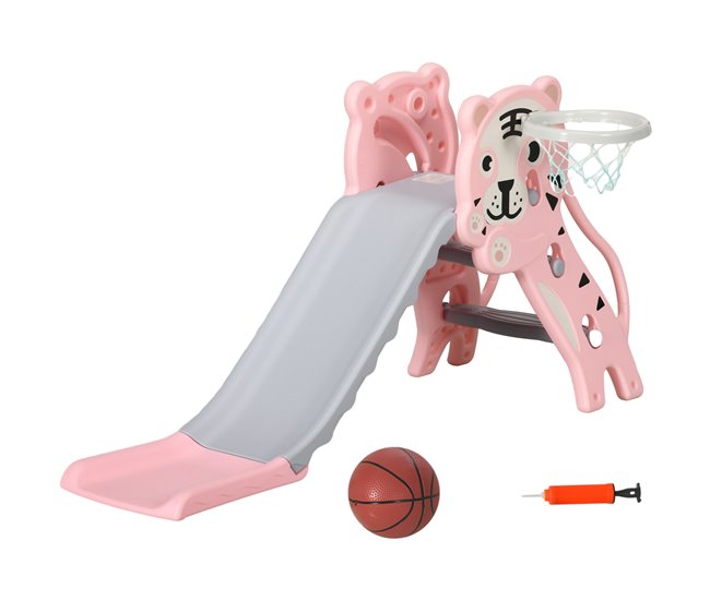 f39c9adae5aa85d413728d92baffa1c37e44104c_9046777296c048908952ac5b23760e72 AIYAPLAY Tobogán Infantil 3 en 1 Tobogán para Niños de 18 a 36 Meses con 2 Escaleras 1 Canasta de Baloncesto y Patrón de Animal para Interior 133x60x70 cm Rosa y Gris - Conforama Mayoreo