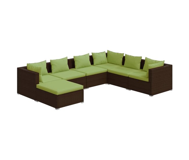 Auténtico Set muebles de jardín 7 piezas y cojines ratán sintético marrón - Conforama