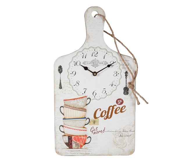 Ocasión Especial Reloj de pared de madera blanca 48x26x2 cm - Conforama