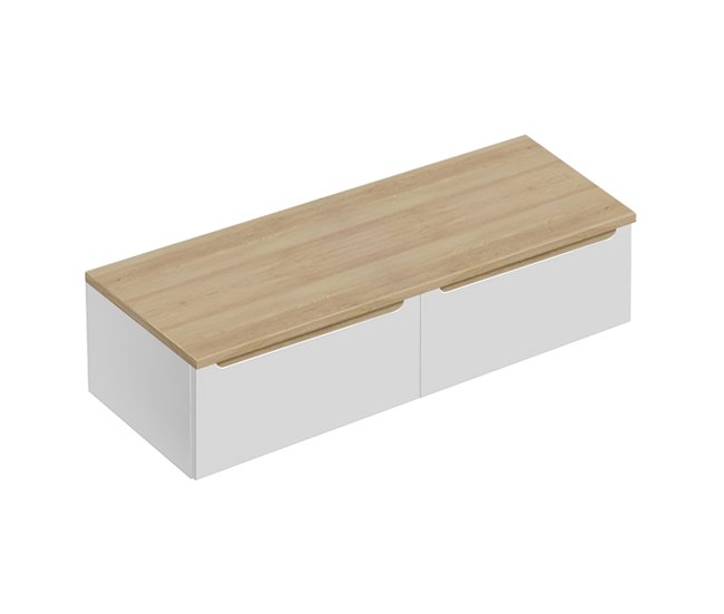 f782d563507302269061077575641f1bd88b5c09_b5c07536554b49219c041eb550eb4f6f Alta Calidad Mueble bajo lavabo 120cm 2 cajones encimera Livia Blanco y Madera - Conforama