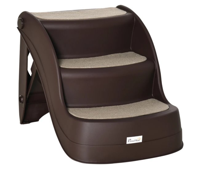fa30a89a583f82171f493aacfd34f6f2c7fa84d3_60ff5639b5f440229610da8d210150f4 PawHut Escalera para Perros de 3 Peldaños Plegable Escalón de Plástica para Mascotas con Alfombras Antideslizantes para Cama Sofá Carga 15 kg 49x38x38 cm Marrón - Conforama Venta Final