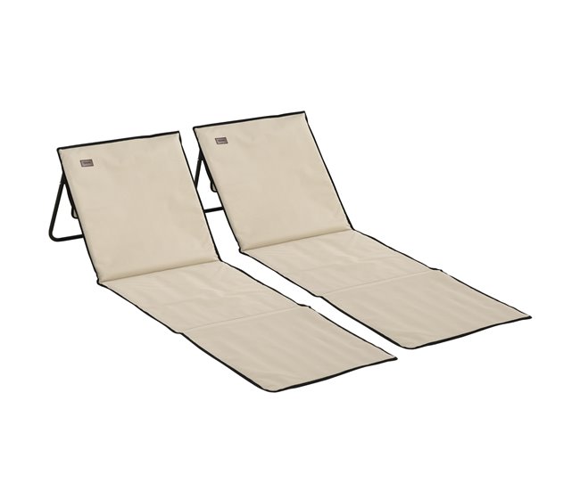 Mayoreo Outsunny Conjunto de 2 Esterillas de Playa Plegable Esteras Acolchadas con Respaldo Reclinable y Bolsa de Transporte para Jardín 142x51x40 cm Gris - Conforama